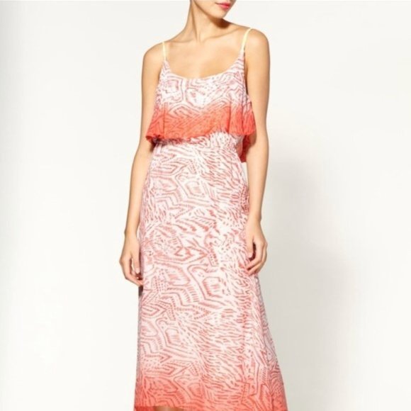 Sanctuary Dresses & Skirts - Sanctuary Coral Print High-Low Maxi Dress Size S